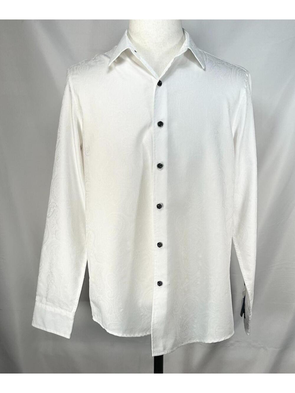 Tasso Elba Cotton/Poly Button Up White Mens M 15-15.5